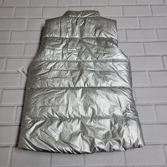 Girls Heavyweight Puffer Vest Silver Metallic Size Large (10) - Picture 5 of 8